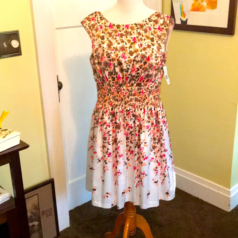 Floral print dress. Minor snags from cat.